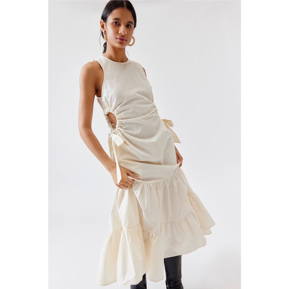 Free People Cream Midi Dress with Side Cutouts - Picture 3 of 13